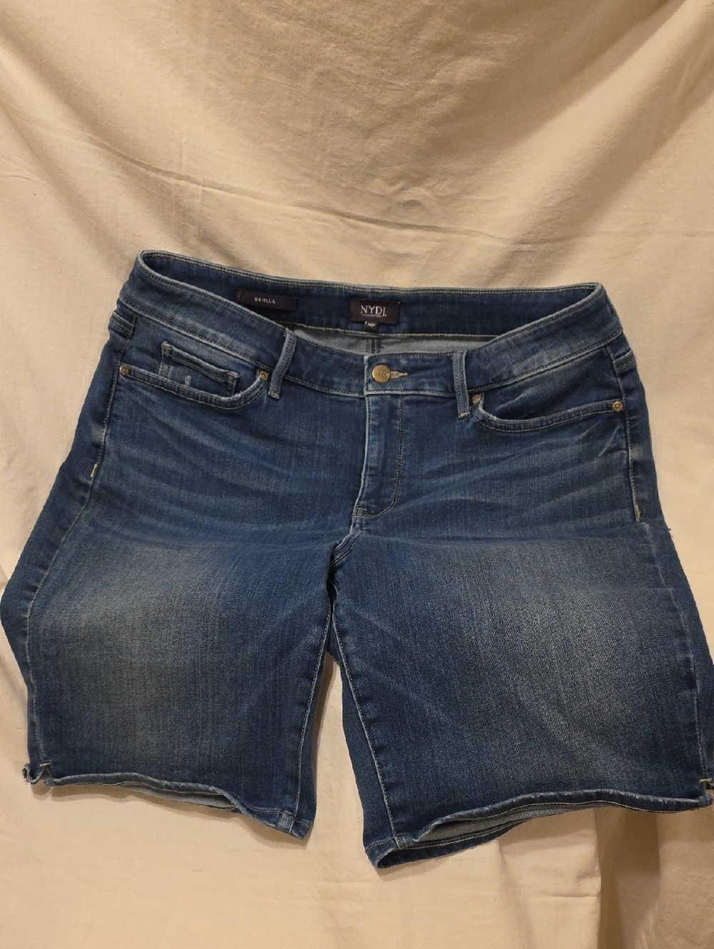 NYDJ 14P Blue Denim Bermuda Shorts with Subtle Fading